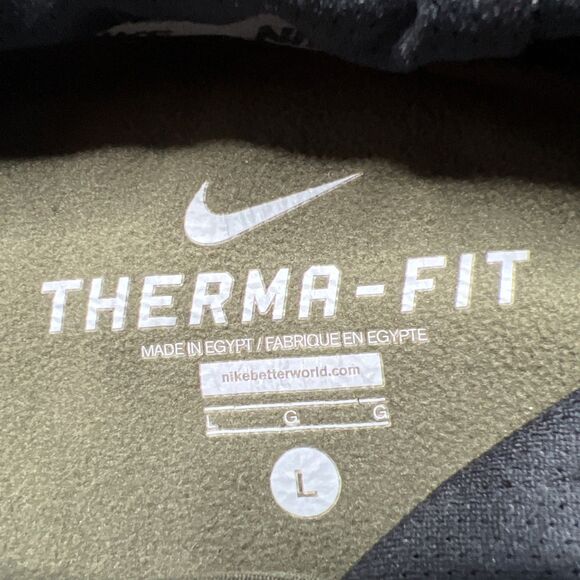Nike Therma Fit Pullover Hoodie Mens Large Army Green Sweatshirt Fleece Sports - Picture 3 of 9